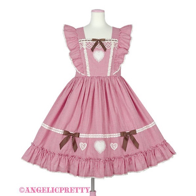 Angelic Pretty - Petit Gingham Heartジャンパースカートの通販 Angelic Pretty - Petit Gingham Heartジャンパースカートの通販