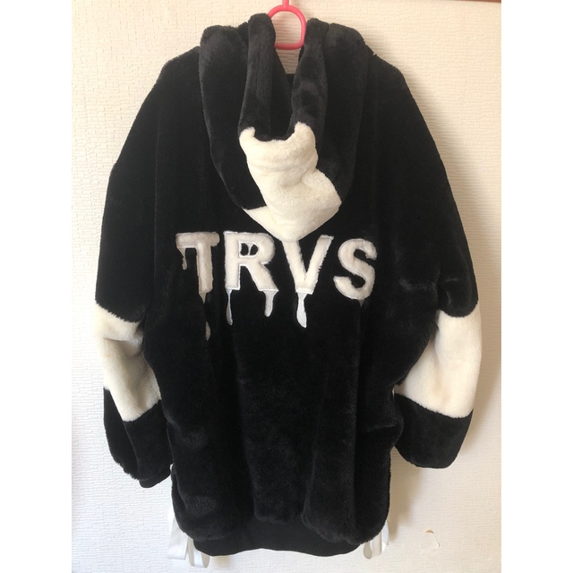 TRAVAS TOKYO drip logo ファー パーカー コート アウター-