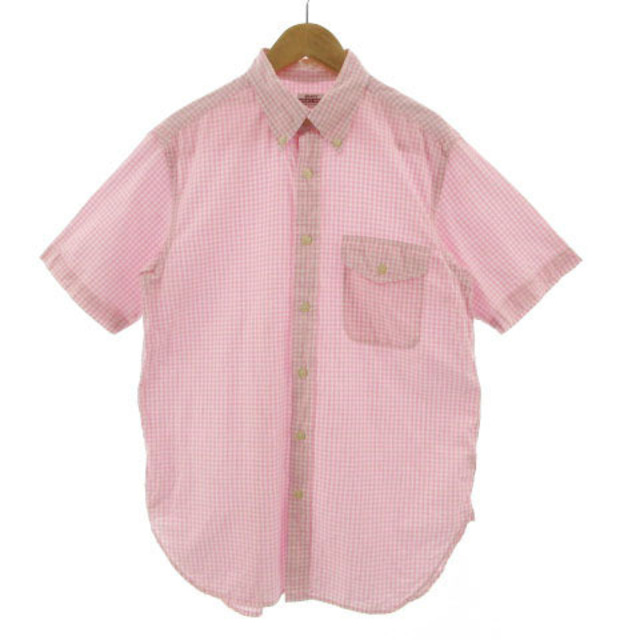 BEAMS(ビームス)のBEAMS シャツ 半袖 ボタンダウン ギンガムチェック ピンク 白 M メンズのトップス(シャツ)の商品写真