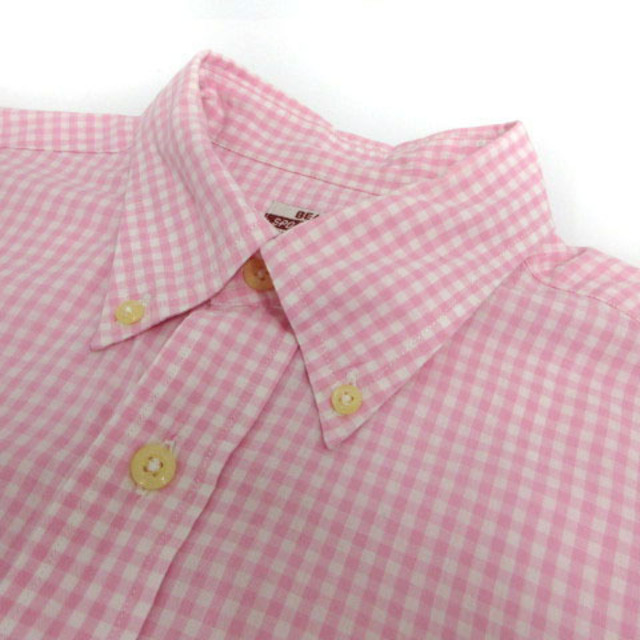 BEAMS(ビームス)のBEAMS シャツ 半袖 ボタンダウン ギンガムチェック ピンク 白 M メンズのトップス(シャツ)の商品写真