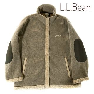 エルエルビーン(L.L.Bean)の美品 L.L.Bean 筆記体ロゴ刺繍 フリースジャケット ブラウン Lサイズ(ブルゾン)