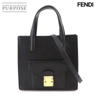 FENDI - フェンディ FENDI 2way ハンド ショルダー バッグ レザー ブラック ゴールド 金具 VLP 90121770