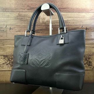 ロエベ(LOEWE)のB75 美品 ロエベ アナグラム アマソナ トートバッグ ダークブラウン(トートバッグ)