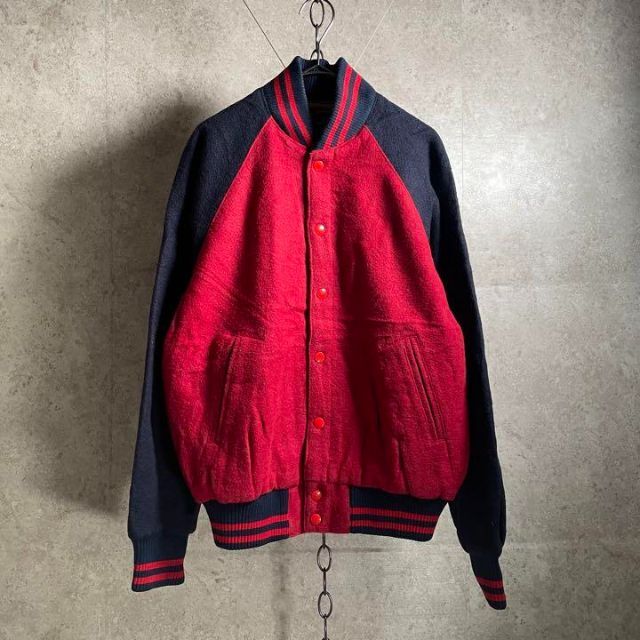 【美品】90s Ralph Lauren スタジャン　ウール　古着　赤ネイビー