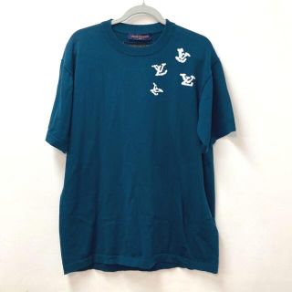 ルイヴィトン(LOUIS VUITTON)のルイヴィトン LOUIS VUITTON ジャズトランぺッターシグネチャー 1AA4SX トップス クルーネック ニット 半袖Ｔシャツ コットン ブルー系(Tシャツ/カットソー(半袖/袖なし))