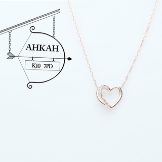 AHKAH - 極美品 アーカー ハート 7PD ダイヤモンド K10 ネックレス