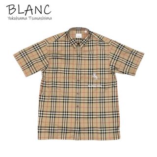 バーバリー(BURBERRY)のバーバリー ノバチェック コットンシャツ ベージュ 8032393 #40 EU 半袖 ユニコーン(シャツ/ブラウス(半袖/袖なし))