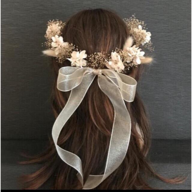 プリザーブドフラワー　髪飾り　リボン　紫陽花　結婚式　成人式　卒業式　