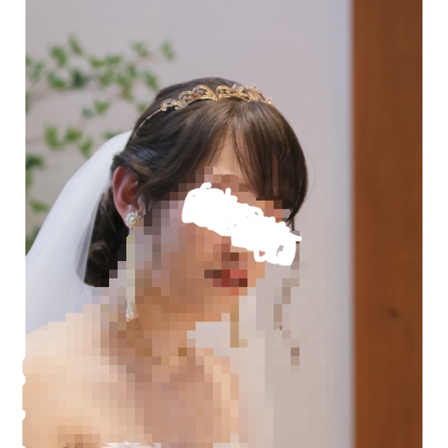 結婚式　ティアラ　ゴールドモチーフ ハンドメイドのウェディング(ヘッドドレス/ドレス)の商品写真