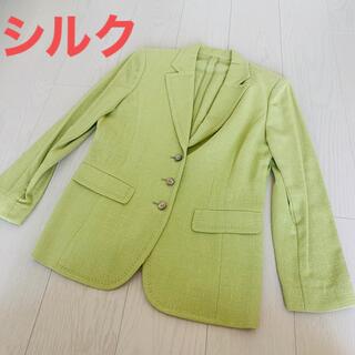 レリアン(leilian)の新品　黄緑　ジャケット　アウター　長袖　コート　カーディガン　ブルゾン (テーラードジャケット)