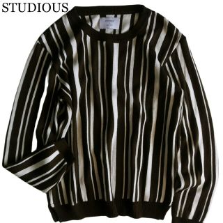 ステュディオス(STUDIOUS)の【STUDIOUS】美品　ニット　ストライプ　深緑★(ニット/セーター)