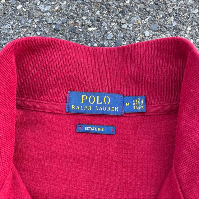 POLO RALPH LAUREN(ポロラルフローレン)の【超希少】ラルフローレン ハーフジップ　ニット　赤　刺繍ロゴ　90s メンズのトップス(スウェット)の商品写真