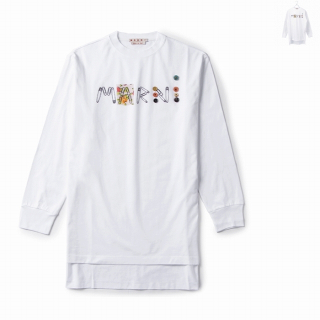 112cm着丈マルニ MARNI ロングTシャツ ロゴ プリント 長袖 スウェットシャツ THJE0129PQ USCU80