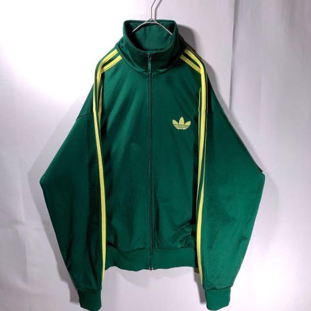 90s 古着 adidas トラックジャケット ジャージ 緑黄色 小松菜奈 L位