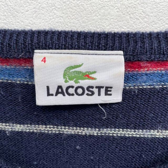 LACOSTE(ラコステ)の【良デザイン】ラコステ ハイゲージ マルチカラー ボーダー セーター ワニロゴ メンズのトップス(ニット/セーター)の商品写真