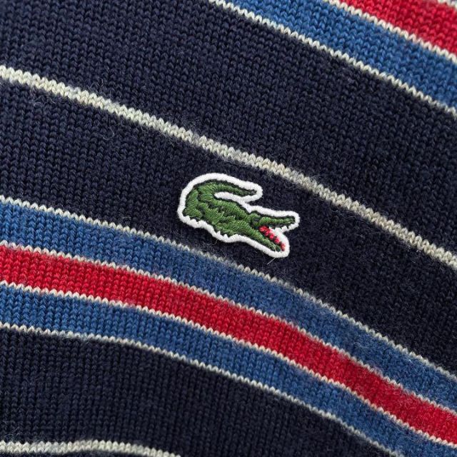 LACOSTE(ラコステ)の【良デザイン】ラコステ ハイゲージ マルチカラー ボーダー セーター ワニロゴ メンズのトップス(ニット/セーター)の商品写真