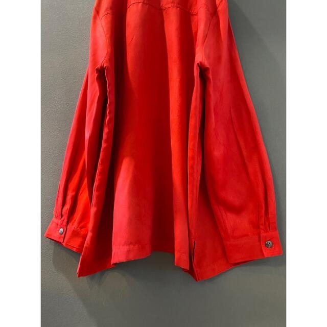 古着 ビンテージ 80s 長袖 シャツ 赤 レッド ネイティブ 鉄 シャツ 美品