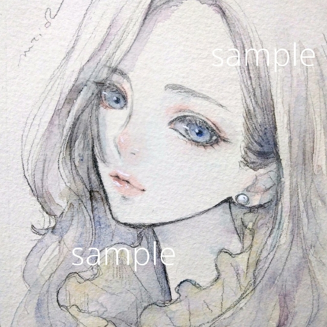 手描きイラスト　原画　〈 淡愁 〉　絵画　水彩画 ドローイング | フリマアプリ ラクマ