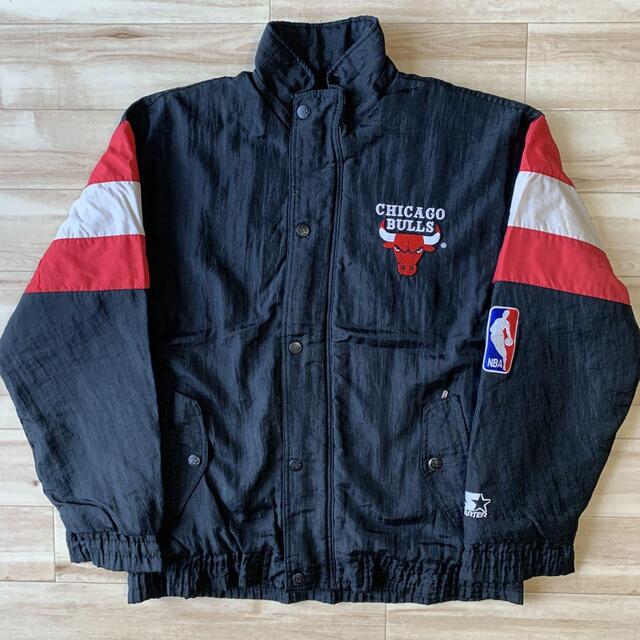 90s STARTER シカゴブルズ NBA 中綿ジャケット ブラックメンズ