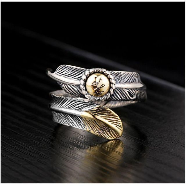 【セール！】 リング　指輪 シルバー　韓国　羽 アンティーク フリーサイズ 0 メンズのアクセサリー(リング(指輪))の商品写真