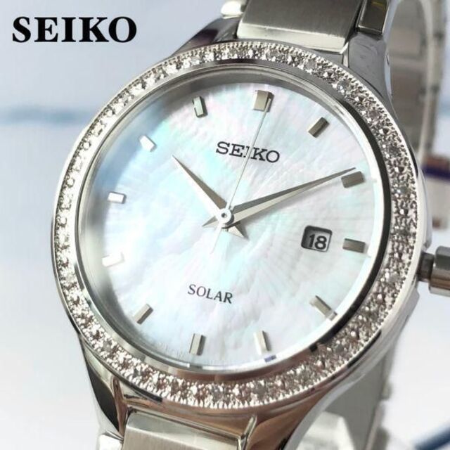 新品】SEIKO ダイヤモンドアクセント☆ソーラー セイコー レディース