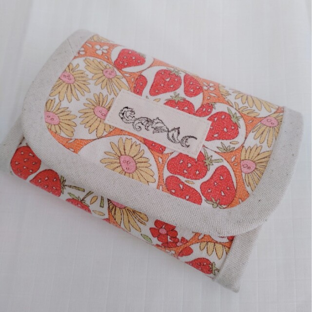 いちごフラワーシャボンのミニ財布（オレンジ） レディースのファッション小物(財布)の商品写真
