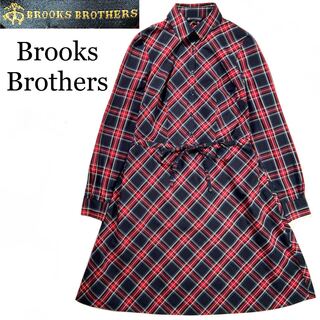 Brooks Brothers - Brooks Brothers ワンピース チェック 0 長袖 シャツワンピ
