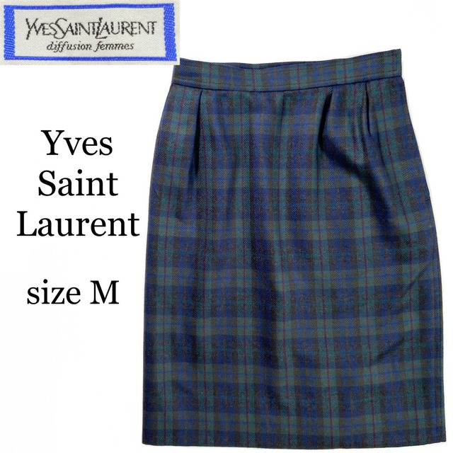 Saint Laurent(サンローラン)のYves Saint Laurent チェック スカート ブラックウォッチ M レディースのスカート(ひざ丈スカート)の商品写真