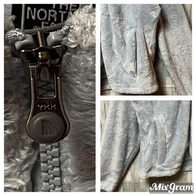 THE NORTH FACE(ザノースフェイス)のノースフェイス フリース ボア 水色 スカイブルー刺繍ロゴ 起毛 希少色 ジップ レディースのジャケット/アウター(ブルゾン)の商品写真