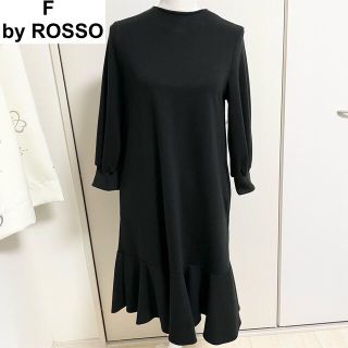 アーバンリサーチロッソ(URBAN RESEARCH ROSSO)のエフバイロッソ　f by ROSSO 裾フレア　ワンピース　黒　アーバンリサーチ(ひざ丈ワンピース)