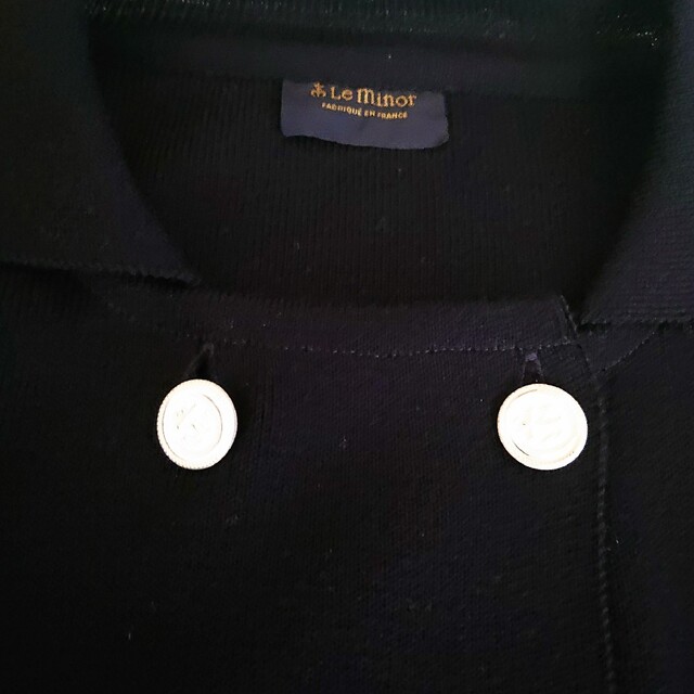 Le Minor(ルミノア)のルミノア ニットジャケット ネイビー  サイズF レディースのジャケット/アウター(ピーコート)の商品写真