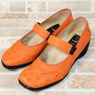 美品 新宿屋☆ オーストリッチレザー 甲ストラップ シューズ 美品 新宿屋☆ オーストリッチレザー 甲ストラップ シューズ