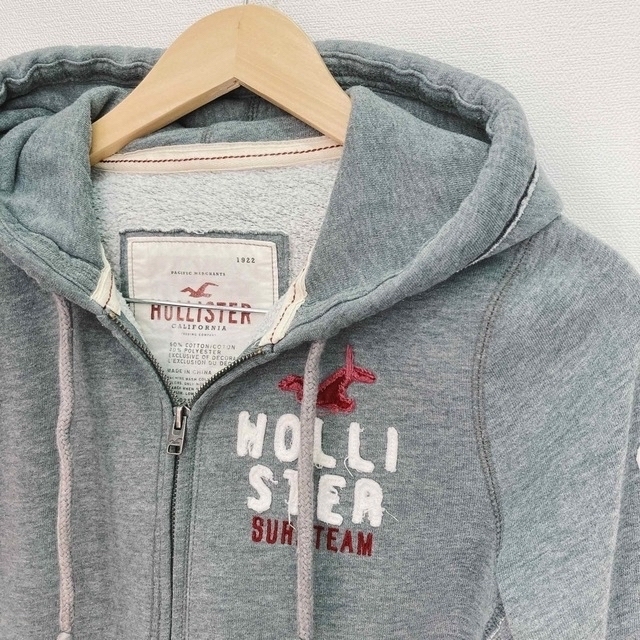 HOLLISTER ホリスター　フード　ジップパーカー　M グレー