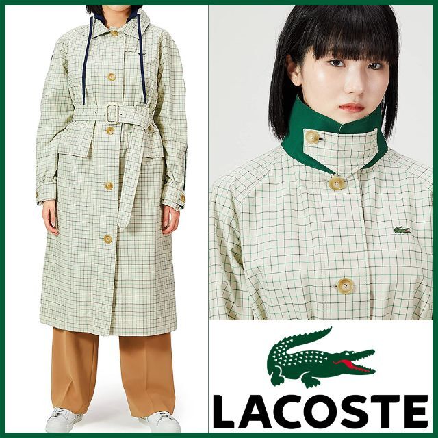 【S】定価５万越■新品■現行品■LACOSTE■チェックトレンチコート/2WAY