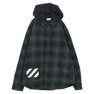 オフホワイト(OFF-WHITE)のOFF-WHITE オフホワイト 18AW OMGA061E18A27001 Padded Hoodie Shirt パデッド フーディ フランネル チェック シャツ ジャケット グレー系 XL【中古】(その他)