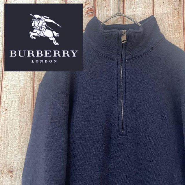BURBERRY - 【ウール混】バーバリー ハーフジップセーター ニット ロゴ
