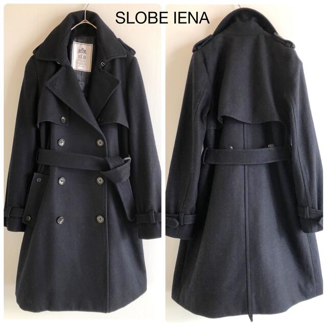 SLOBE IENA(スローブイエナ)の493スローブイエナ濃紺ウールロングトレンチコート ネイビー レディースのジャケット/アウター(ロングコート)の商品写真