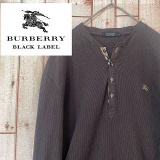 バーバリーブラックレーベル(BURBERRY BLACK LABEL)の【ノバチェック】バーバリー　ヘンリーネック　トップス　ロゴ刺繍(Tシャツ/カットソー(七分/長袖))