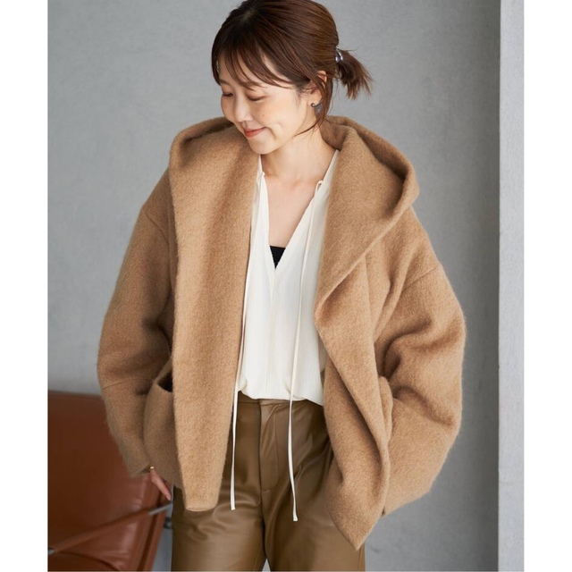 Plage(プラージュ)の11/3まで出品　plage Shaggy Hoodie コート　キャメル 36 レディースのジャケット/アウター(その他)の商品写真