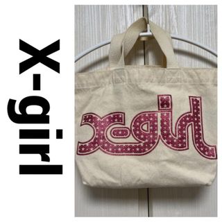 エックスガール(X-girl)のX-girl トートバッグ ランチバッグ 鞄 ロゴ ピンク ラメ 関西 限定(トートバッグ)