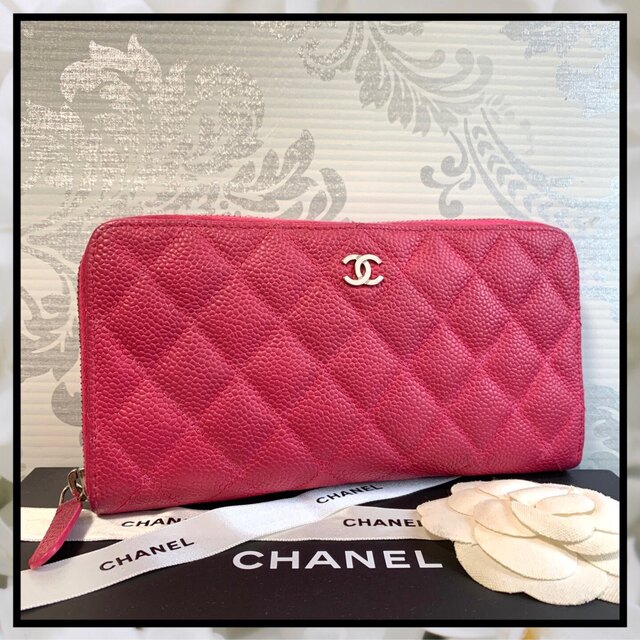 正規品 極美品 CHANEL シャネル マトラッセ キャビアスキン 長財布-