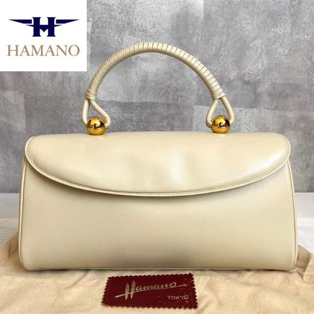 【美品】HAMANO ロイヤルモデル クリームベージュ フォーマル ハンドバッグのサムネイル