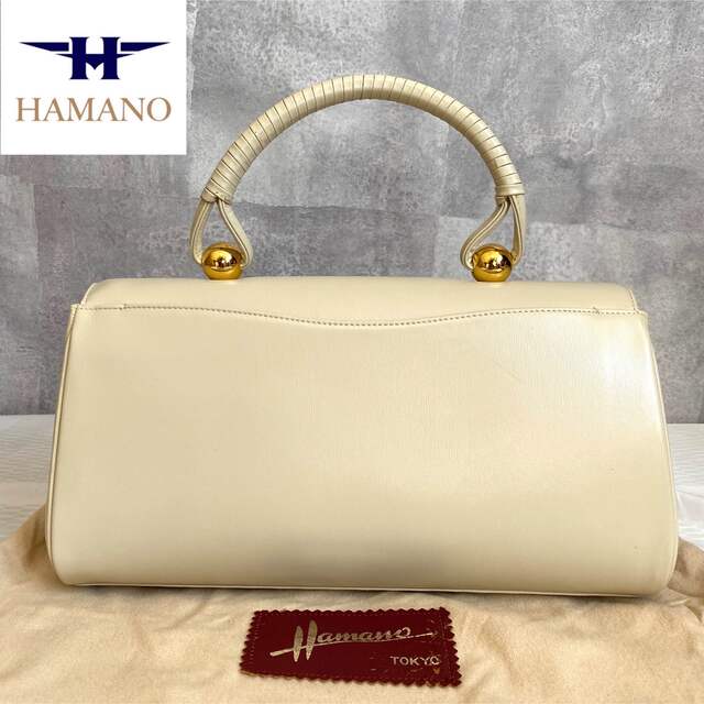 濱野皮革工藝/HAMANO(ハマノヒカクコウゲイ)の【美品】HAMANO ロイヤルモデル クリームベージュ フォーマル ハンドバッグ レディースのバッグ(ハンドバッグ)の商品写真