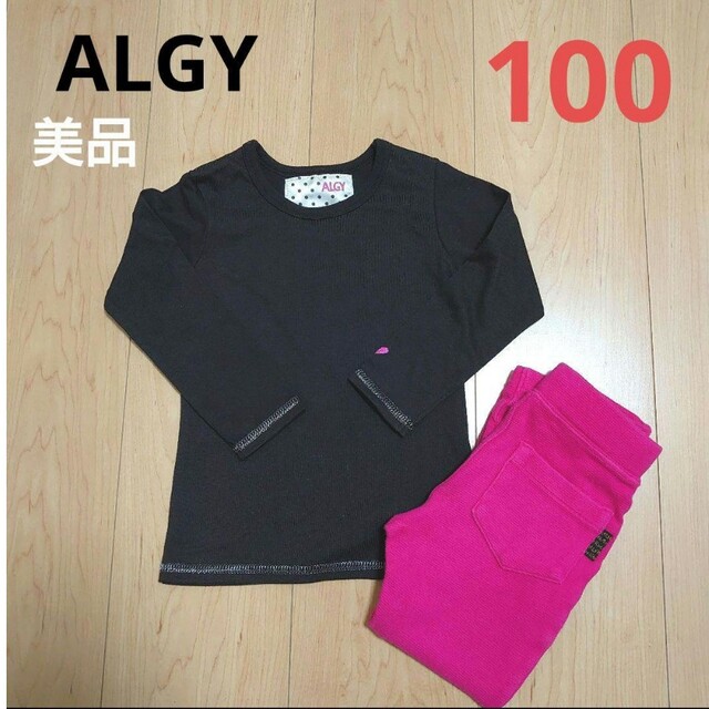 ALGY(アルジー)のUSED　ALGY　長袖トップス　ストレッチパンツ　２点セット　100 キッズ/ベビー/マタニティのキッズ服女の子用(90cm~)(パンツ/スパッツ)の商品写真