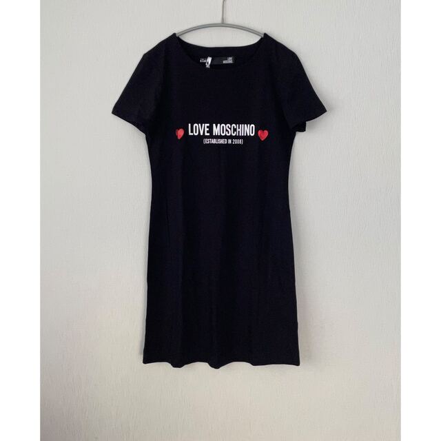 【新品】MOSCHINO モスキーノ ロゴ Tシャツワンピース ブラック