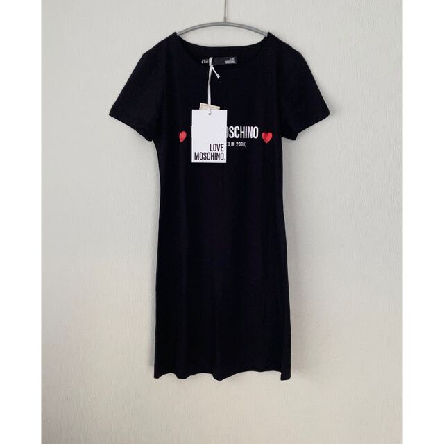 新品】MOSCHINO モスキーノ ロゴ Tシャツワンピース ブラック www