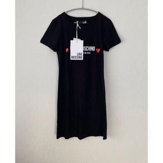 モスキーノ(MOSCHINO)の【新品】MOSCHINO モスキーノ ロゴ Tシャツワンピース  ブラック(ミニワンピース)