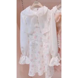 スワンキス(Swankiss)のSwankiss TS lacy fleur O/P ホワイト(ひざ丈ワンピース)