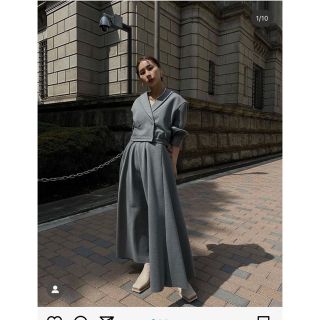 アメリヴィンテージ(Ameri VINTAGE)のAMERICAN SLEEVE LAYERED KNIT DRESS(ロングワンピース/マキシワンピース)