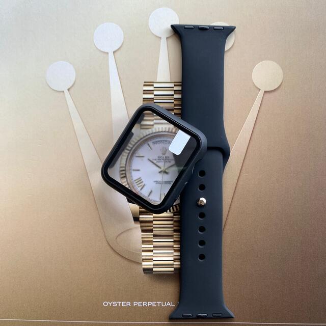 Apple Watch カバー バンド セット ブラック 40~45mm メンズの時計(ラバーベルト)の商品写真